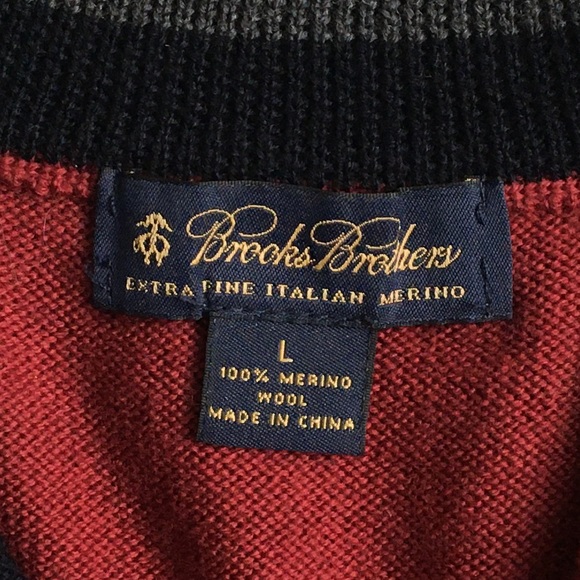 Brooks Brothers Extra Fine Italian Merino Wool Pull On Sweater Dark Red Maroon L - Picture 9 of 15